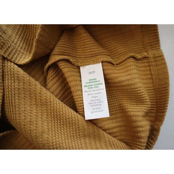 Aerie 078-5493-2859 Women's Sz XS Honey Waffle Rib Long Sleeve Henley T-Shirt - Picture 5 of 8